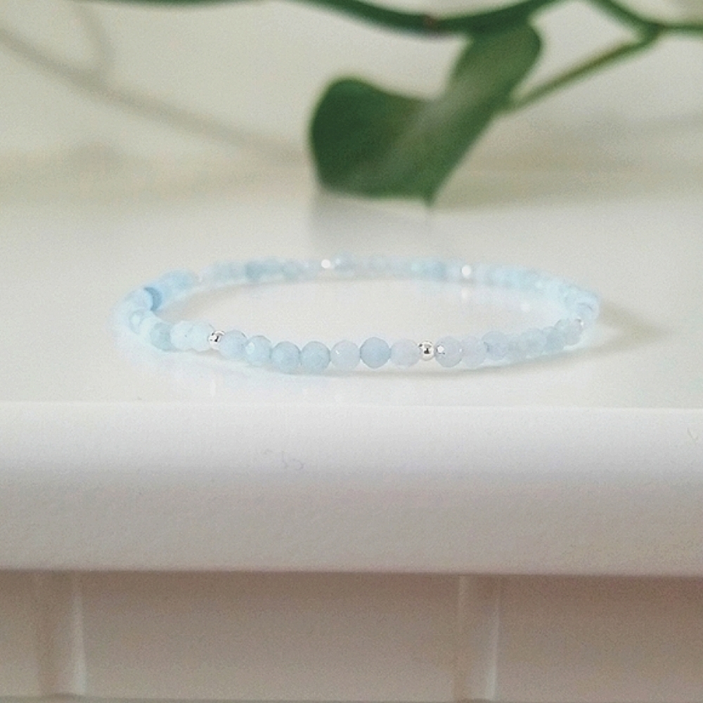 💜 2 for $65 NWT Aquamarine & Sterling Silver Bracelet, March Birthstone Jewelry